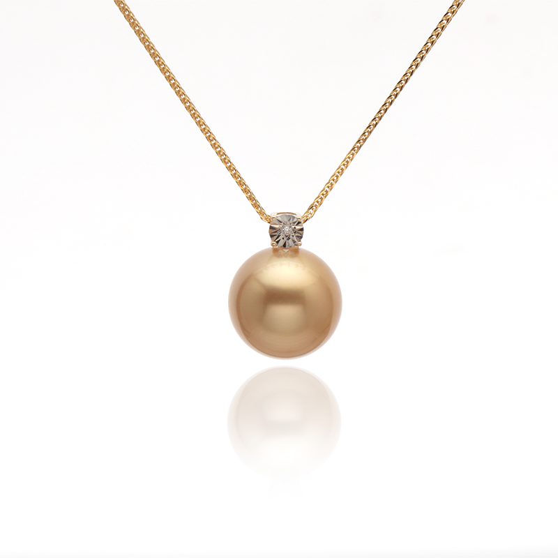 [Hu Ke's Recommendation] Hongqiao Pearl - 11-12mm South Sea Golden Pearl Princess Pendant in 18K Gold with Silver Chain