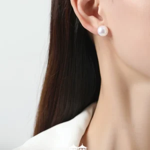 O1CN015pKy7f2FOVzc64sk3_3085518870.webp 红桥珍珠 星幕系列淡水珠馒头珠耳钉10-11mm 亮白强光 S925银