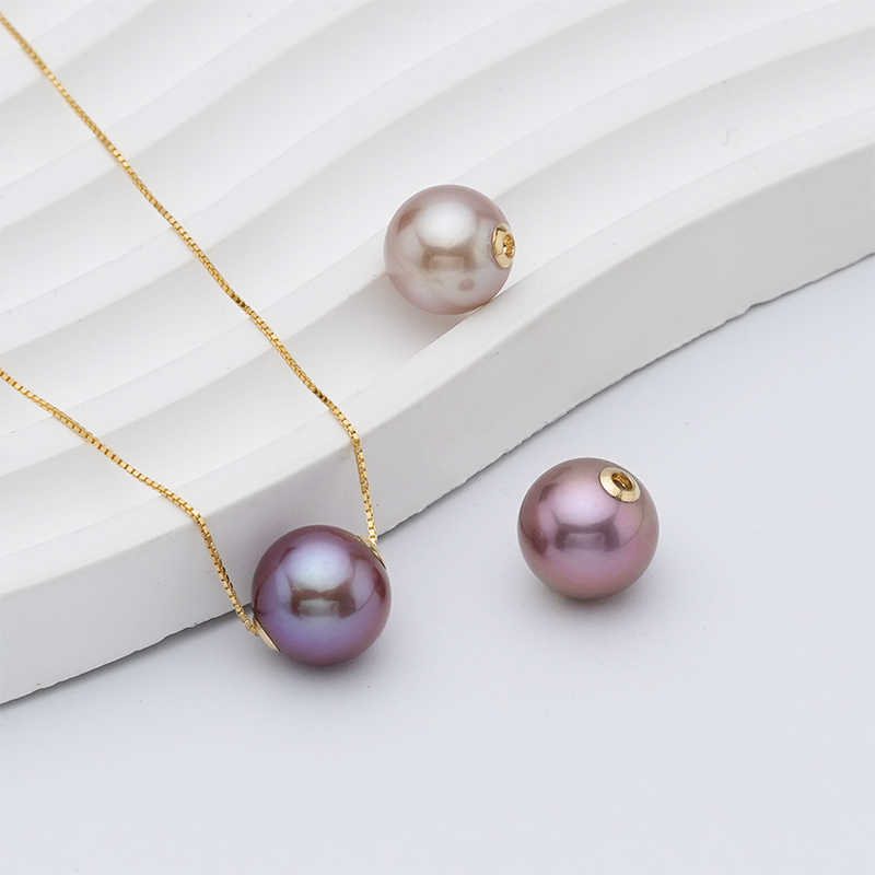 【禧物社】红桥珍珠 紫韵 淡水爱迪生路路通珍珠吊坠项链S925