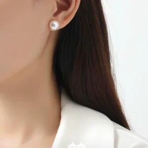 O1CN01YC576e2FOVzTw4T5p_3085518870.webp 红桥珍珠 星幕系列淡水珠馒头珠耳钉10-11mm 亮白强光 S925银