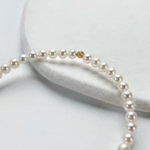 红桥珍珠 淡水AK4-5mm小米小金豆弹力绳手链18K金